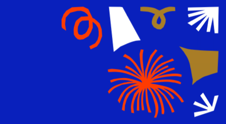 Feux d'artifice blancs, rouges et dorés dans un ciel bleu foncé